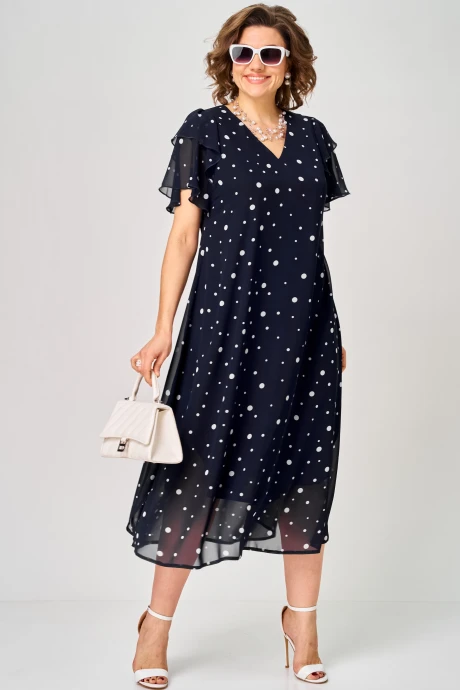 Платье EVA GRANT 7116 синий_горох #1