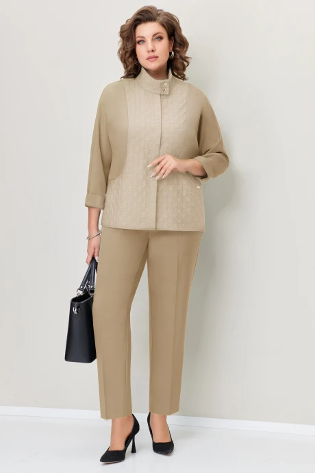 Брючный костюм VOLNA 1368 песочно-бежевый двойка #1