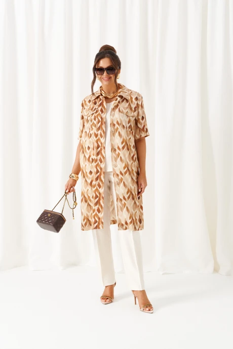 Брючный костюм Beautiful&Free 6455 молочно-песочный тройка #1