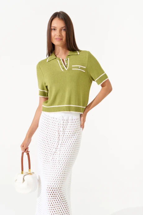 Джемпер (кофта) Romgil РВ0405-ВИ4 золотая олива, молочный #1