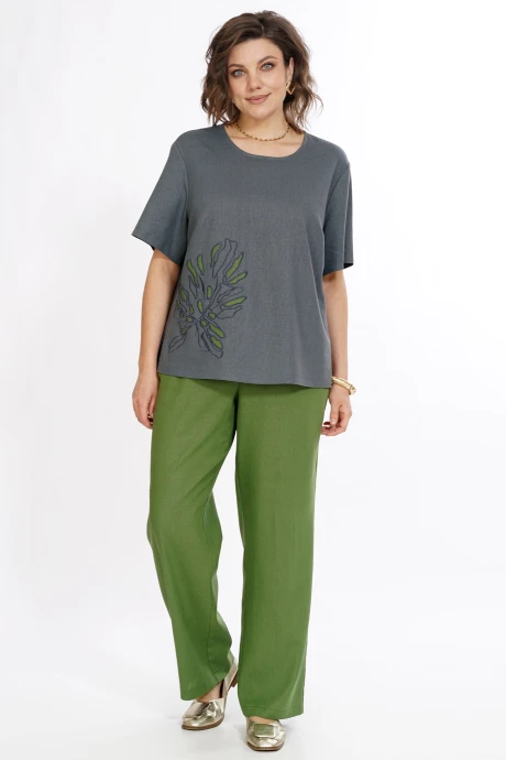 Брючный костюм ALANI COLLECTION 2522 серый+зеленый #1