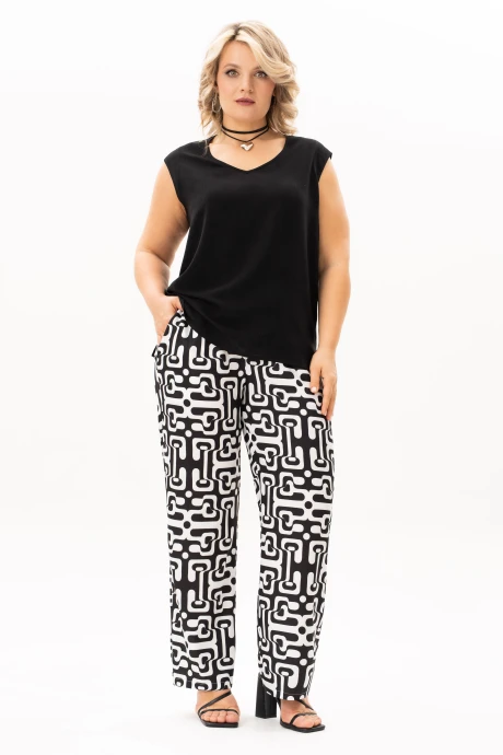 Брючный костюм Algranda 4130-2 Черный, Молочный двойка #1