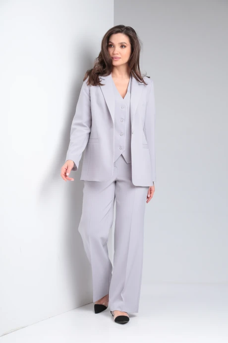 Брючный костюм Vilena Fashion 1120 серый тройка #1