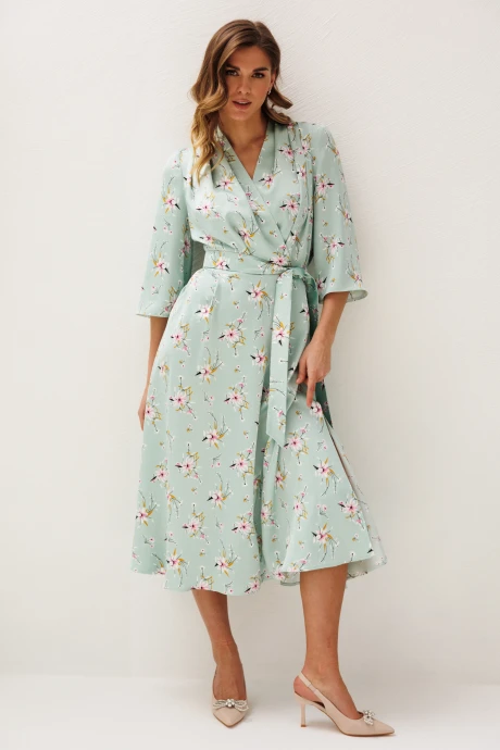 Платье Ларс Стиль 1213 мятные оттенки, цветочный принт #1