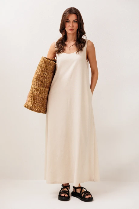 Платье Buter 3303 сливочный + натуральный #1