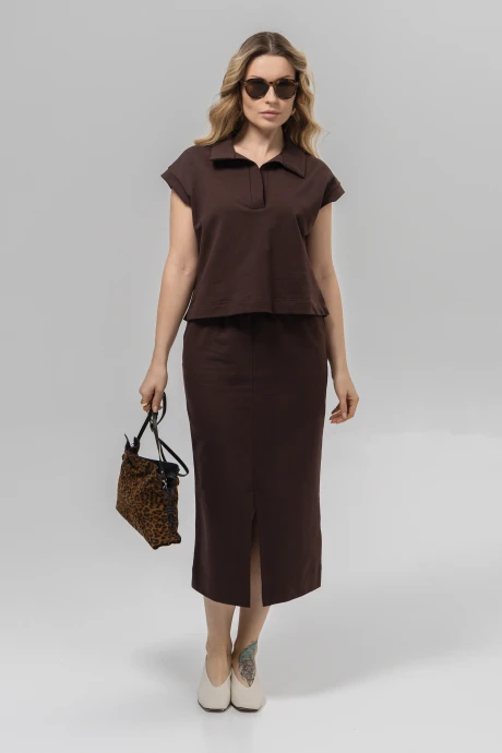 Юбочный костюм Romgil РП0133-ХЛ4 шоколадный двойка #1
