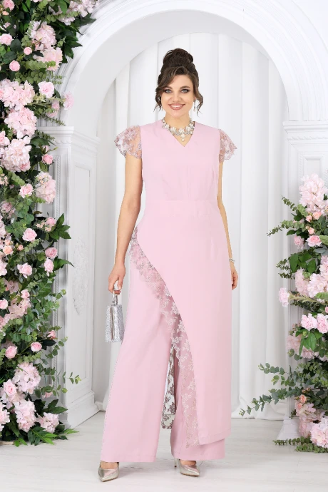 Брючный костюм Нинель Шик 6092 пудра двойка #1