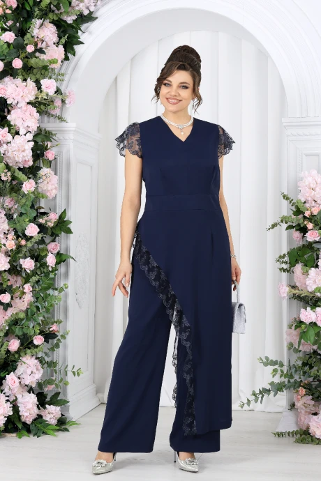 Брючный костюм Нинель Шик 6092 синий двойка #1