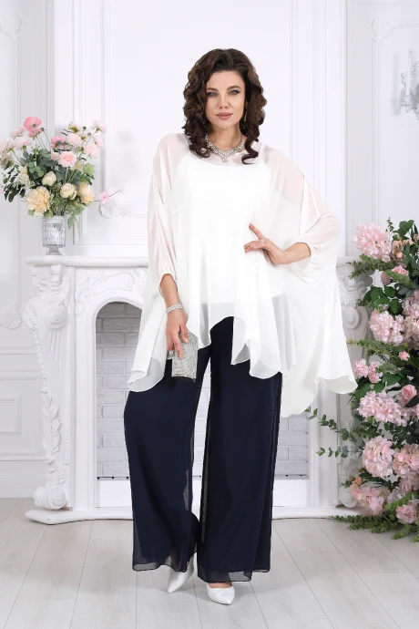 Брючный костюм Нинель Шик 6110 синий тройка #1