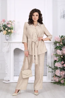 Брючный костюм Нинель Шик 7520 бежевый двойка