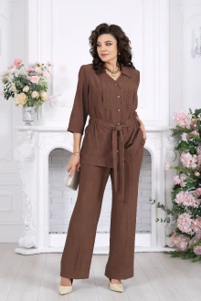 Брючный костюм Нинель Шик 7520 коричневый двойка