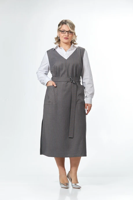 Сарафан *Распродажа OVERYOU 243 серо-оранжевый #1