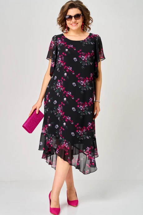 Платье EVA GRANT 7236 черный+фуксия #1