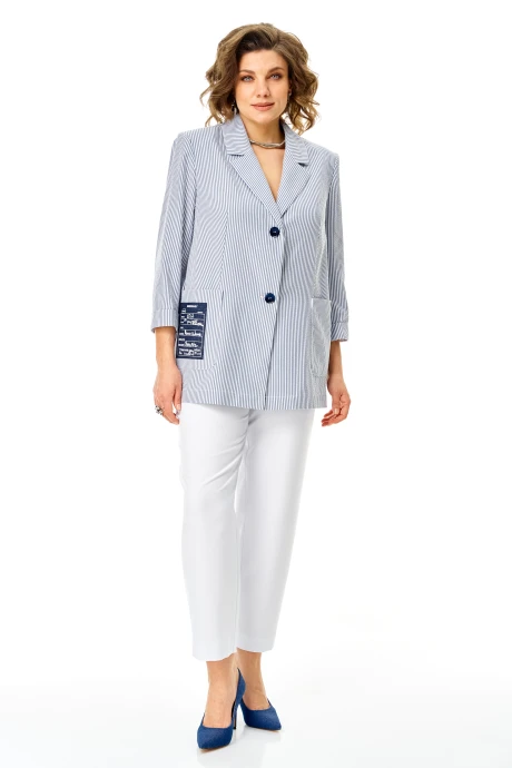Брючный костюм Карина Делюкс 1444 голубой+белый #1
