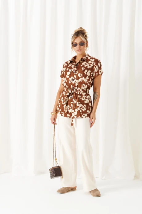 Брючный костюм Beautiful&Free 6453 молочно-коричневый тройка #1