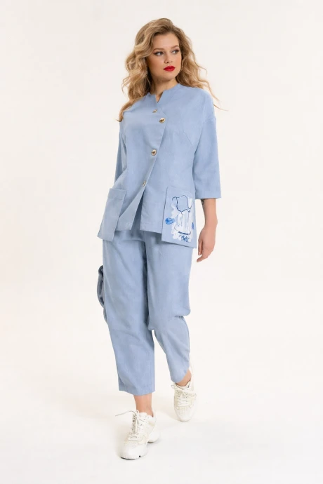 Брючный костюм Anastasia 1202 серо-голубой двойка #1