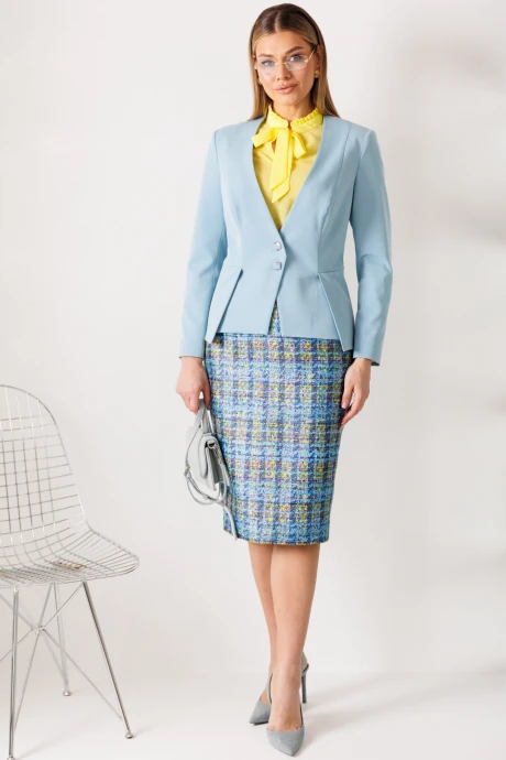 Юбочный костюм Мода-Юрс 26-2811 голубой_желтый #1