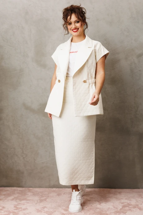 Юбочный костюм *Распродажа Anastasia 1305 молочный двойка #1