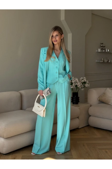 Брючный костюм DilanaVIP 1993 мята_тиффани тройка #1