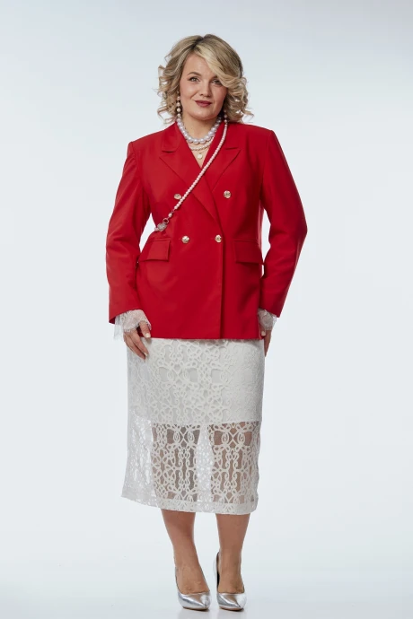 Юбочный костюм OVERYOU М244 красный с белым двойка #1