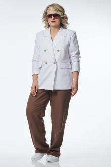 Брючный костюм OVERYOU М246 белый с капучино двойка