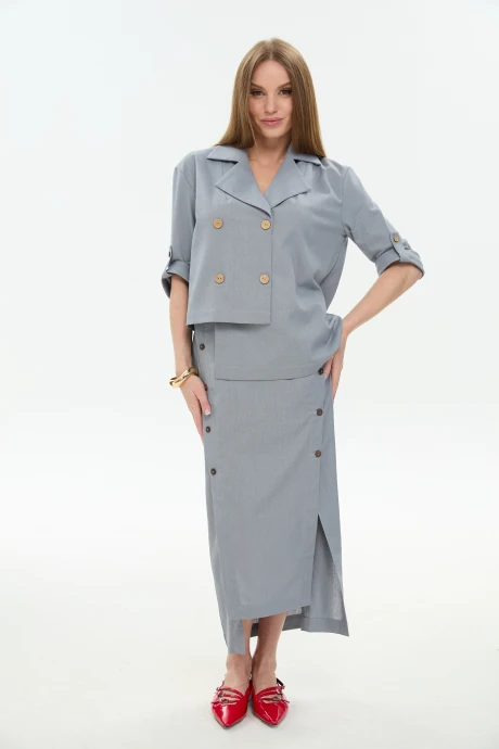 Юбочный костюм NikVa 972-7 серый двойка #1