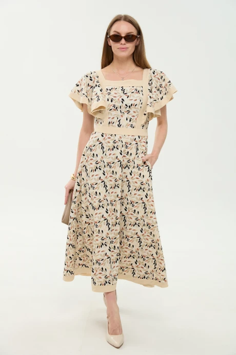 Платье NikVa 984-3 песочный_мультиколор #1