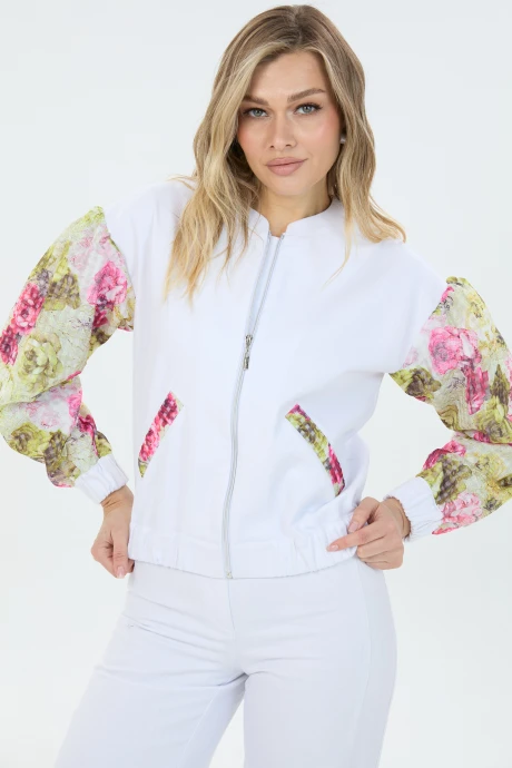 Бомбер LM М 168 цветы на белом двойка #1