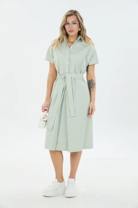 Платье LM 3095 мятная клетка #1