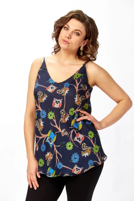Топ Avenue Fashion 0346-3 дизайн совушки, абстракция, синий #1