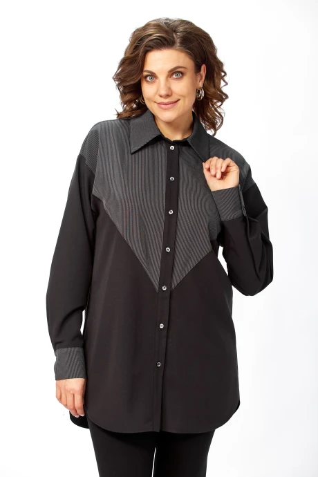 Рубашка Avenue Fashion 0353 черный, полоска черный+белый #1