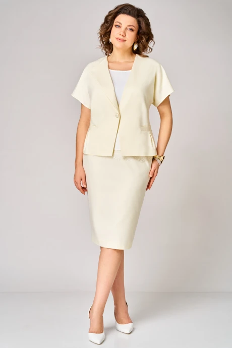 Юбочный костюм Мишель Стиль 1367 сливочное_масло тройка #1