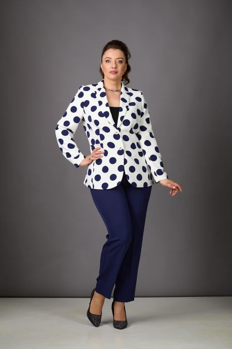 Брючный костюм Rosheli 554/1 молочный/темно-синий двойка #1