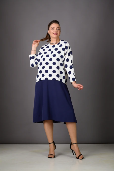 Платье Rosheli 1182/1 молочный/темно-синий #1
