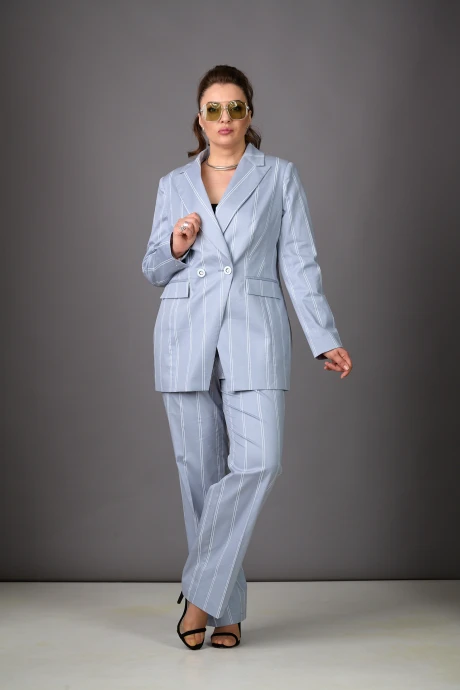 Брючный костюм Rosheli 1185 серо-голубой двойка #1