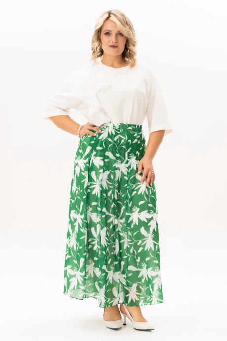 Юбочный костюм Algranda 4152 Изумруд, Молочный двойка #1