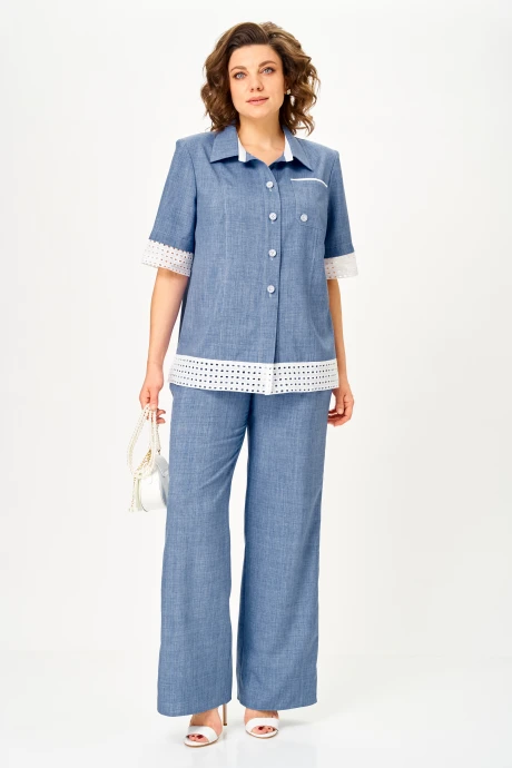 Брючный костюм Vilena Fashion 1156 голубой двойка #1