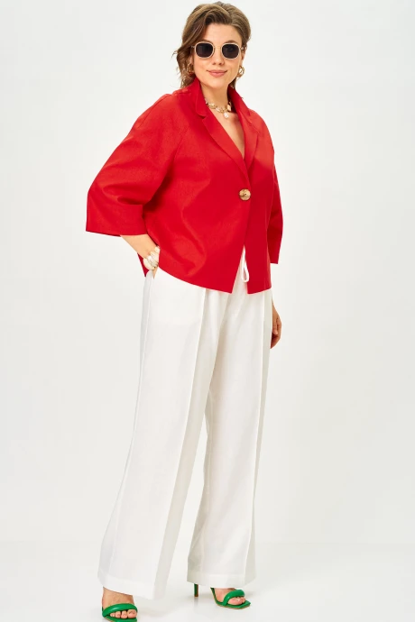 Брючный костюм SOVA 11333 красно-молочный двойка #1