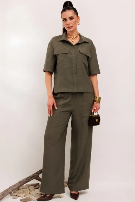 Брючный костюм Галеан-стиль 982.1 светлый_хаки двойка #1
