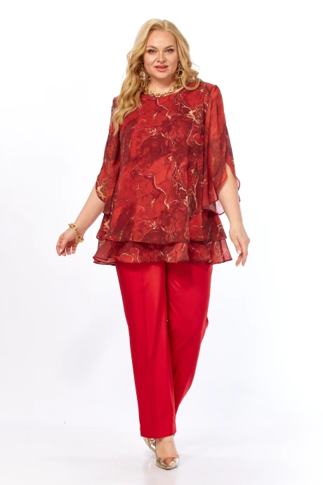 Юбочный костюм Элль-стиль 2213/16 красный мрамор двойка #1