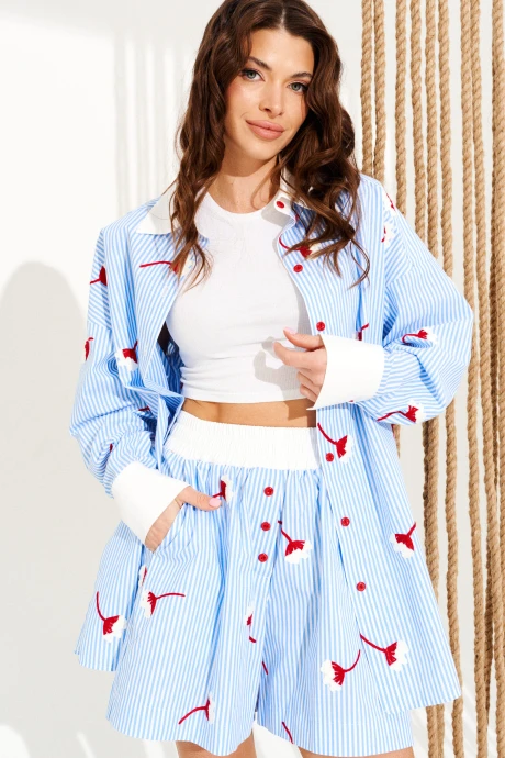 Рубашка ELLETTO 13016 бело-голубой #1