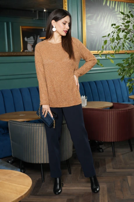 Брючный костюм Anastasia 705 бежевый/темно-синий двойка #1