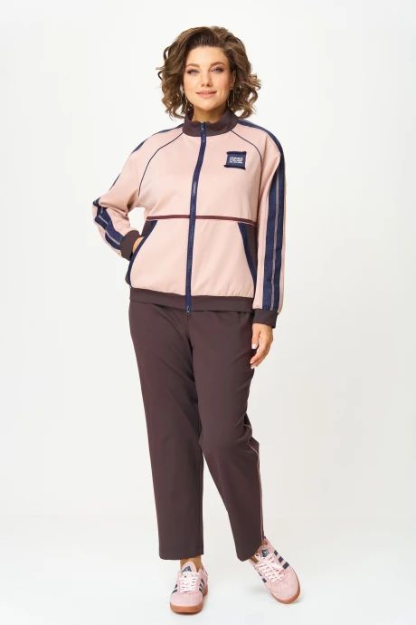 Брючный костюм *Распродажа AIRA style 24241 шоколад+пудра двойка #1