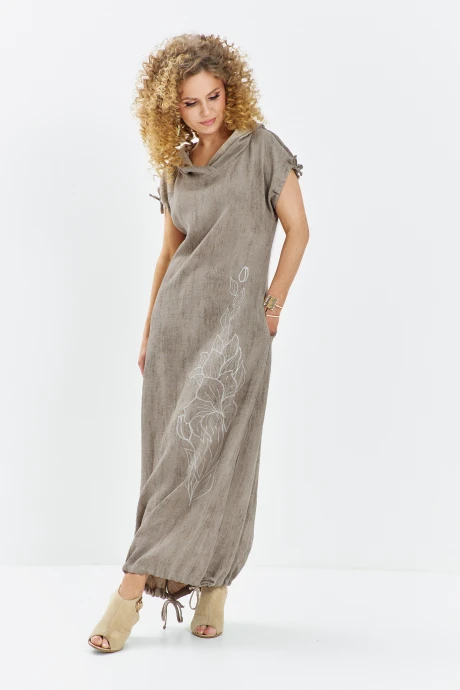 Платье Euromoda 726 бежевый(песочный) меланж #1