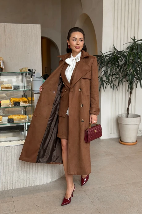 Тренч Aura chic life 9285 теплая карамель #1