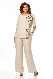 Брючный костюм Ольга Стиль 1028 беж двойка