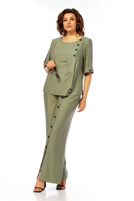 Брючный костюм Ольга Стиль 1022 хаки двойка #1