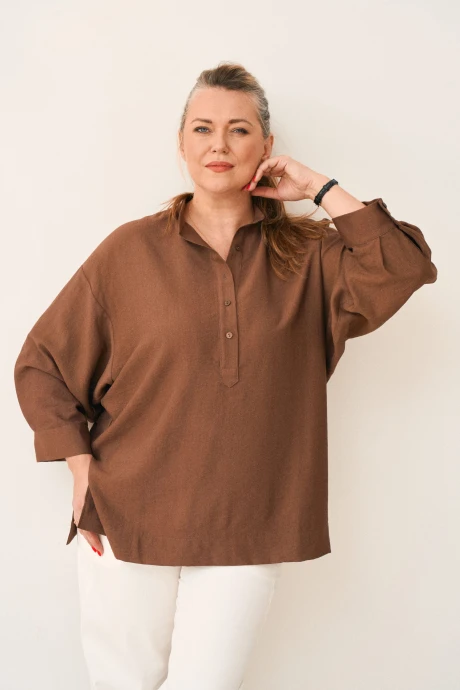 Рубашка GRATTO 4469 кофейный #1