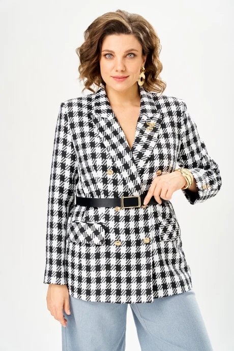 Жакет (пиджак) ANDINA CITY 4021-26 чёрный/белый_клетка #1