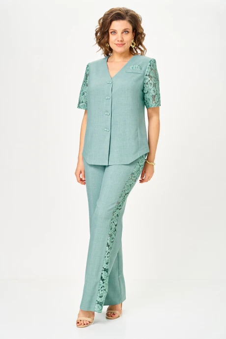 Брючный костюм Vilena Fashion 1151 полынь двойка #1